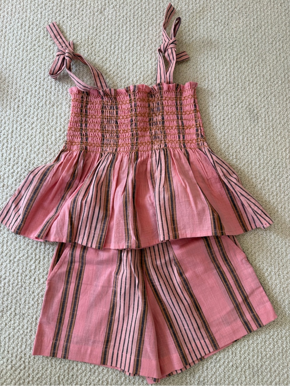 Bonjour Diary Striped Smocked Tank & Shorts Set